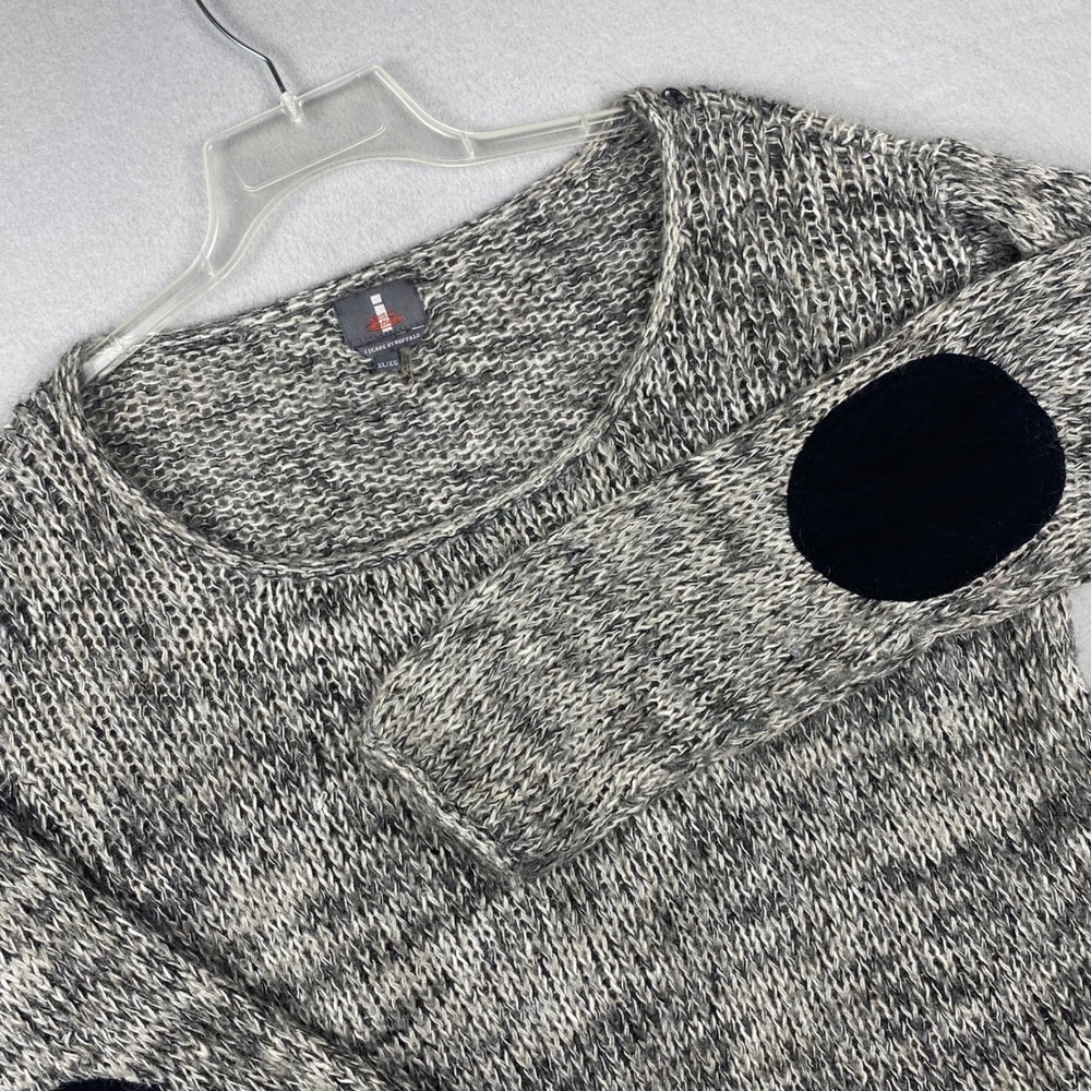 Jeans by Buffalo Grey Marled Mohair Blend Sweater Elbow Patches XL